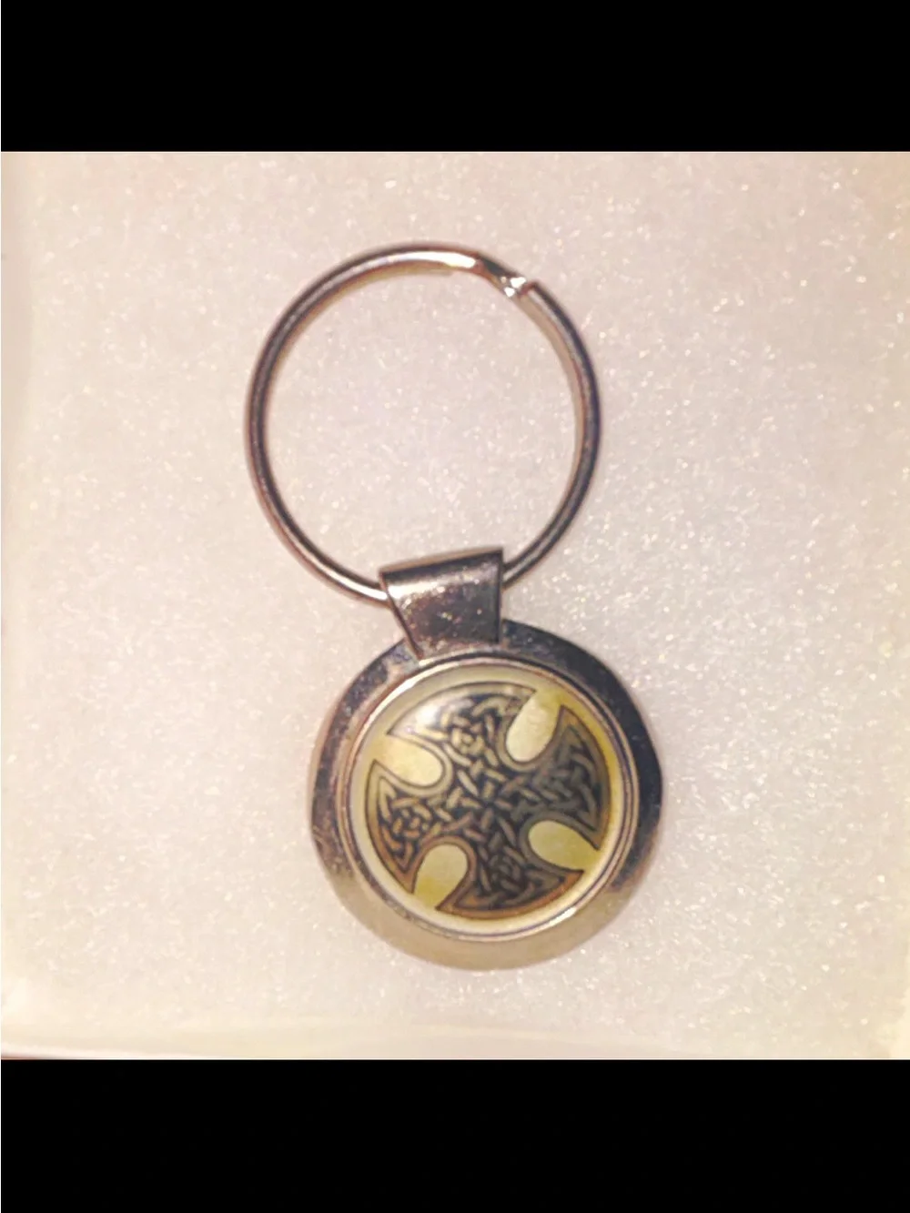 Men's Celtic Cross Keychain - Brass and Silver Tone